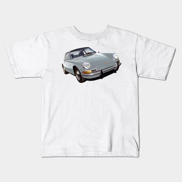 Porsche 911in silver Kids T-Shirt by candcretro